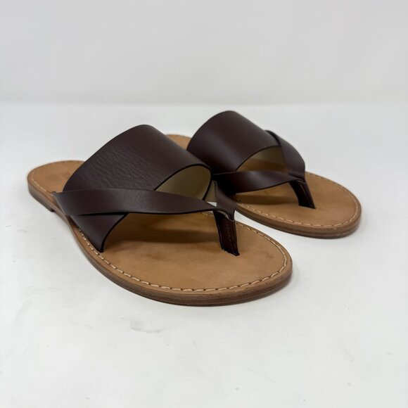 Alohas Eugene Sandals Women’s EU 37 US 7 Brown Leather Strappy Thong Flat - Picture 4 of 12